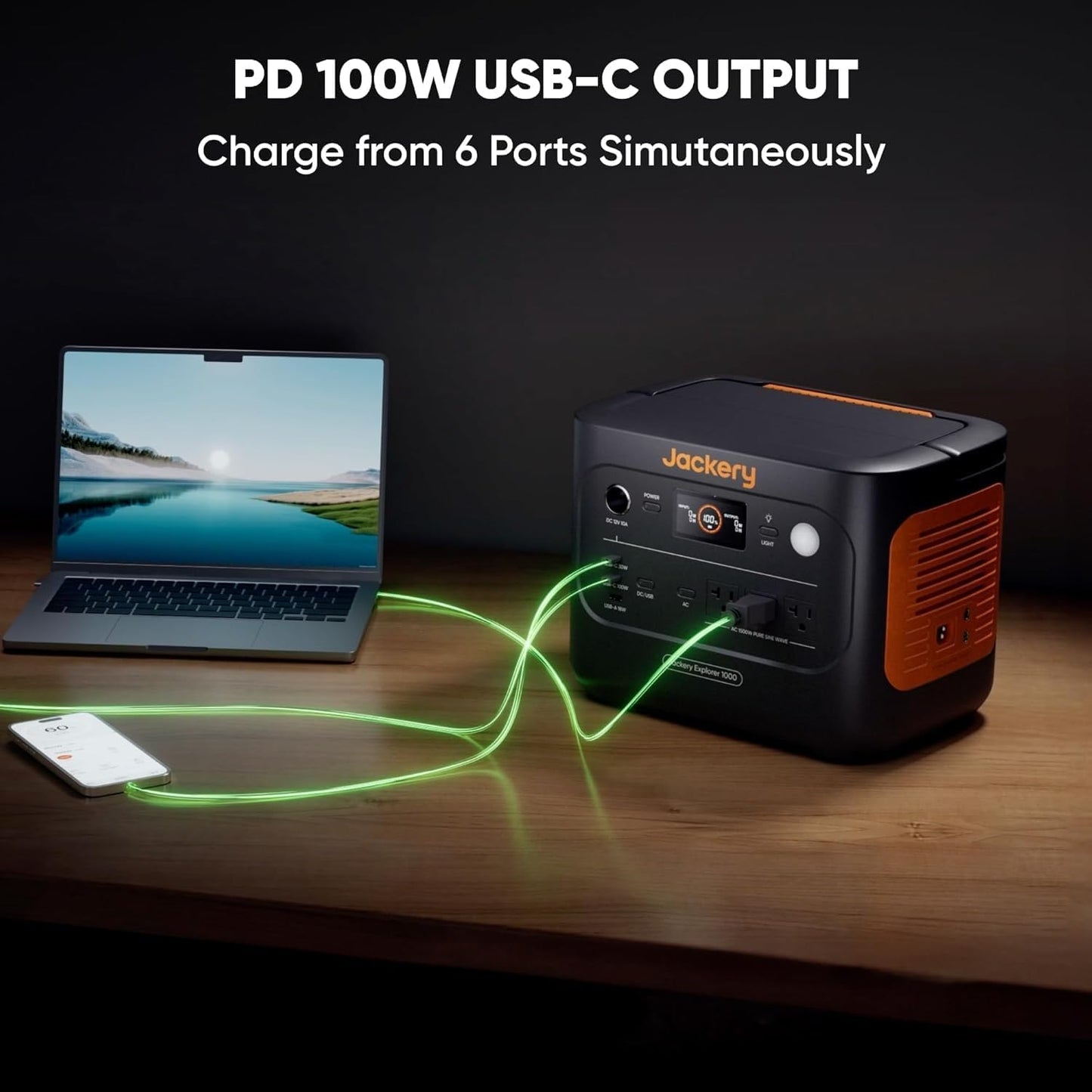 Jackery Explorer 1000 v2 Portable Power Station,1070Wh LiFePO4 Battery,1500W AC/100W USB-C Output, 1 Hr Fast Charge, Solar Generator for Camping,Emergency, RV, Off-Grid Living(Dune White)
