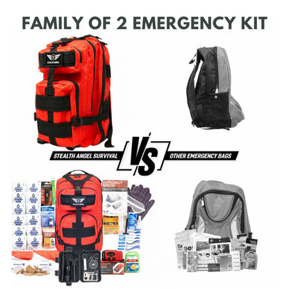 Stealth Angel Survival - 72 Hour Family Emergency Kit - 1-5 Person Survival Bag for Earthquakes, Hurricanes, and Other Natural Disasters
