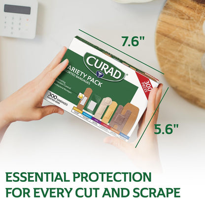 CURAD Assorted Adhesive Bandages, 300 Count, 6 Styles