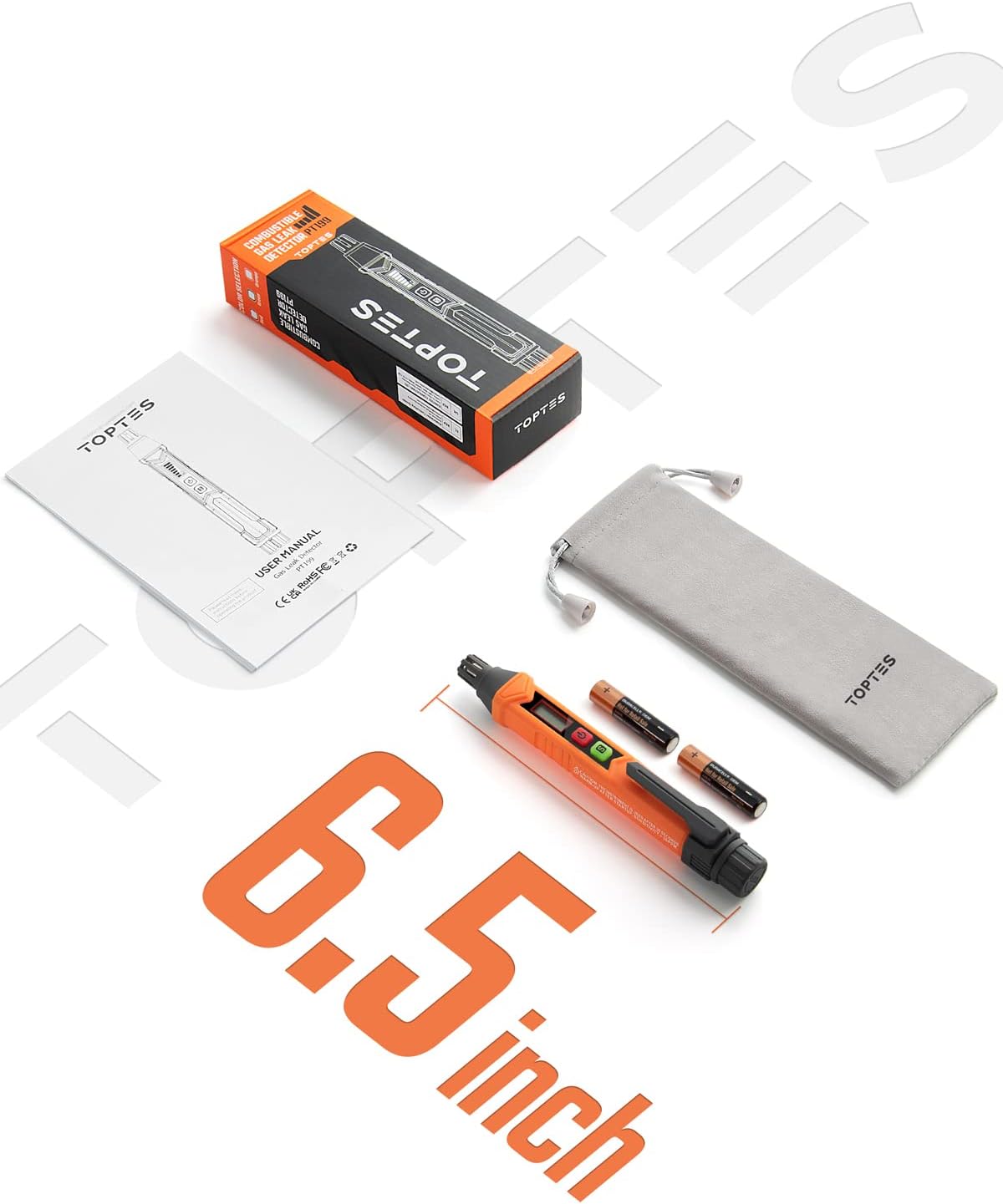PT199 Natural Gas Leak Detector with Audible/Visual Alarm, Methane & Propane, Orange