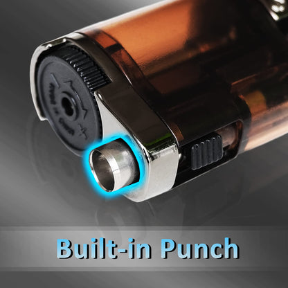 Zoocura Torch Lighter 2 Pack Triple Jet Flame Butane Torch Lighters Refillable Butane Gas Lighters Windproof Adjustable 3 Flame Lighter for Christmas (Without Gas)