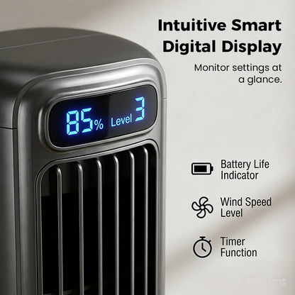 2026 New Summer Cooling Ace Portable Air conditioner, Upgrade Cooling Fan with 3 Speeds & LED Touch Screen, USB Charging Tower Fan for Bedroom Office Home (Grey)