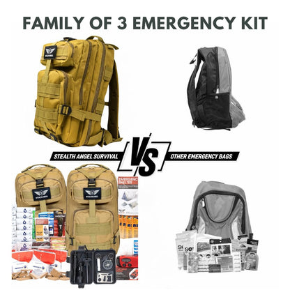 Stealth Angel Survival - 72 Hour Family Emergency Kit - 1-5 Person Survival Bag for Earthquakes, Hurricanes, and Other Natural Disasters