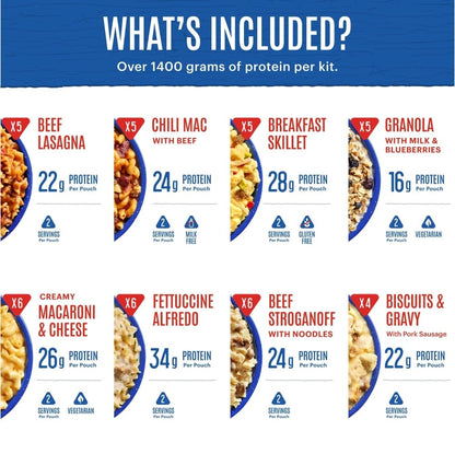 Mountain House Emergency Meal Assortment Kits, Freeze-Dried Survival Food Kit for Disaster Preparedness & Long-Term Storage, 30-Year Shelf Life