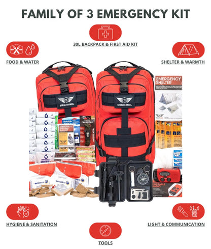 Stealth Angel Survival - 72 Hour Family Emergency Kit - 1-5 Person Survival Bag for Earthquakes, Hurricanes, and Other Natural Disasters
