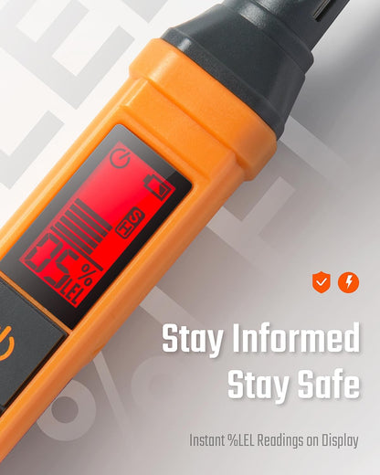 PT199 Natural Gas Leak Detector with Audible/Visual Alarm, Methane & Propane, Orange