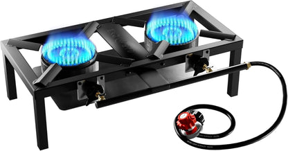 GasOne High-Pressure Propane Burner with Heat Shield & Guard for Outdoor Cooking
