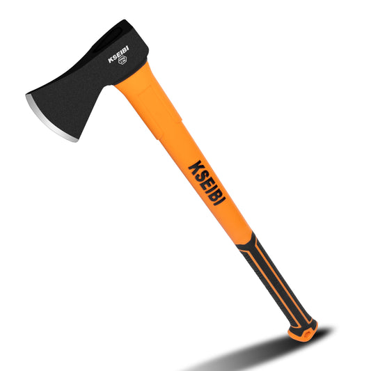 KSEIBI Wood Axe, Small Outdoor Camp Hatchet for Splitting and Kindling Wood, Forged Steel Blade with Anti-Slip and Shock Reduction Handle Great Throwing Axes and Hatchets (Modern)
