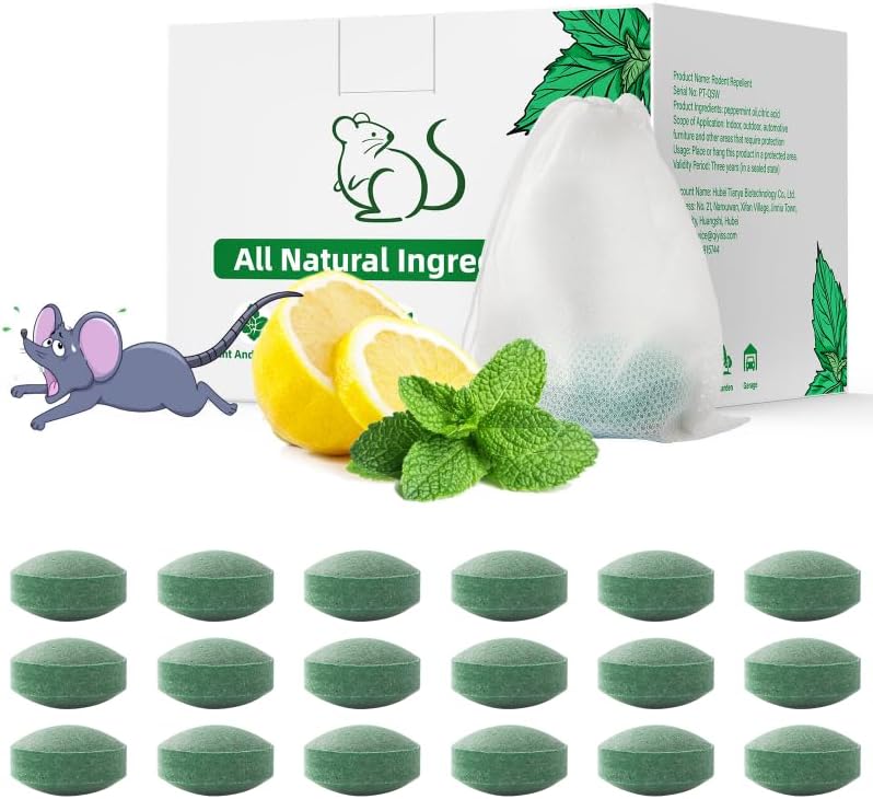 Pest Rodent Repellent,18 Pack Peppermint Oil Repellent for Mouse Rats Spider Roach Ant Squirrel Pest Control Indoor & Outdoor, Natural Mice Deterrent Replace Trap Poisoning Family & Pet Safe Green
