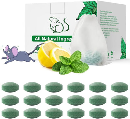 Pest Rodent Repellent,18 Pack Peppermint Oil Repellent for Mouse Rats Spider Roach Ant Squirrel Pest Control Indoor & Outdoor, Natural Mice Deterrent Replace Trap Poisoning Family & Pet Safe Green