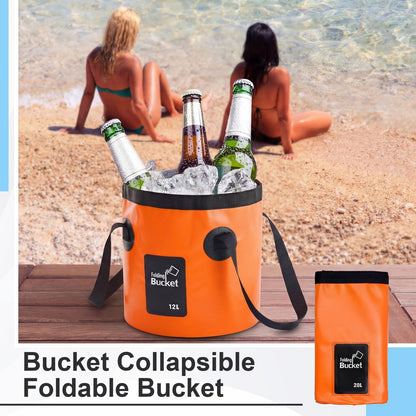 3 Gallon 4 Pack Collapsible Bucket, Foldable Water Bucket with Handles, Portable Camping Buckets for Fishing, Hiking, Cleaning, Outdoor & Travel Use (Multicolor)