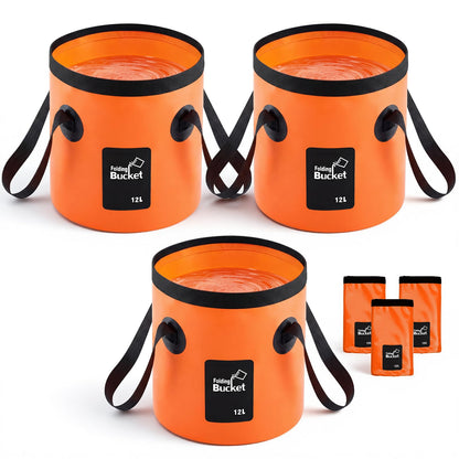 3 Gallon 4 Pack Collapsible Bucket, Foldable Water Bucket with Handles, Portable Camping Buckets for Fishing, Hiking, Cleaning, Outdoor & Travel Use (Multicolor)