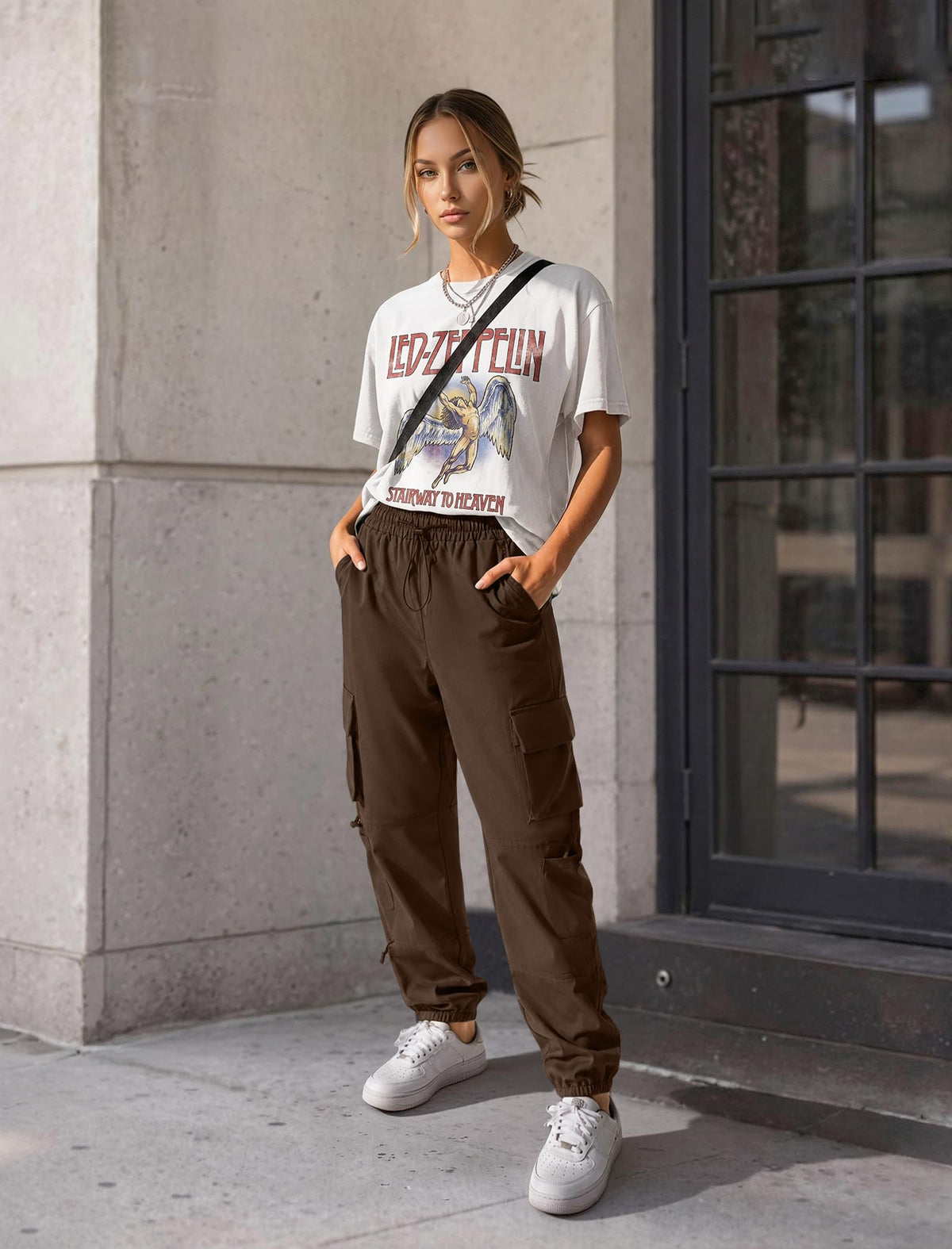 COPYLEAF Parachute Cargo Pants Women with 6 Pockets Quick Dry Hiking Pants