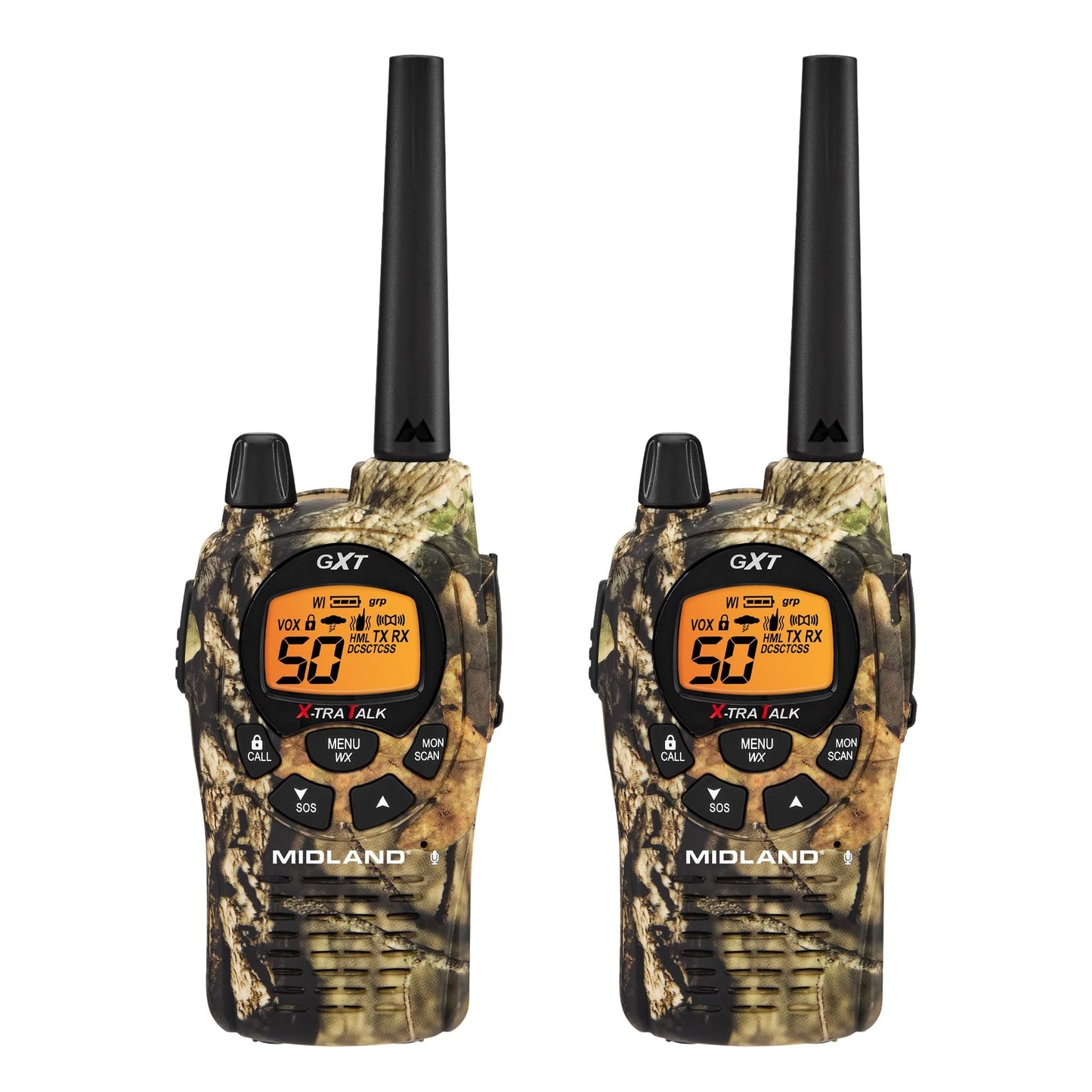 Midland GXT1000X3VP4 GMRS Two-Way Radio (50-Channel, Long Range, 142 Privacy Codes, SOS, NOAA, Rechargeable Nickle Battery, Black/Silver, 3-Pack)