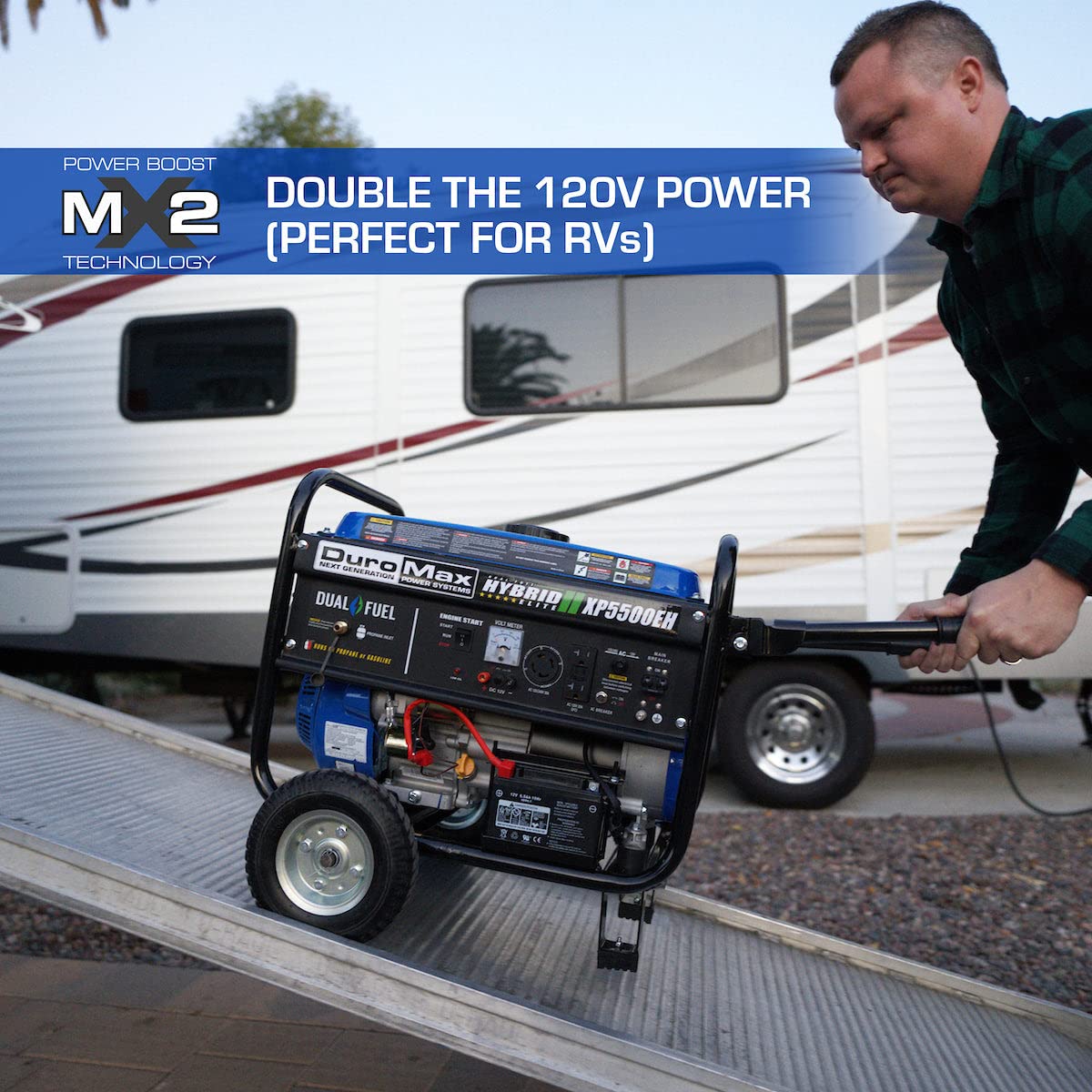 DuroMax XP12000EH 12,000-Watt Dual Fuel Portable Generator – Gas & Propane, Electric Start, Whole Home Backup Power, Transfer Switch Ready, RV & Emergency Ready