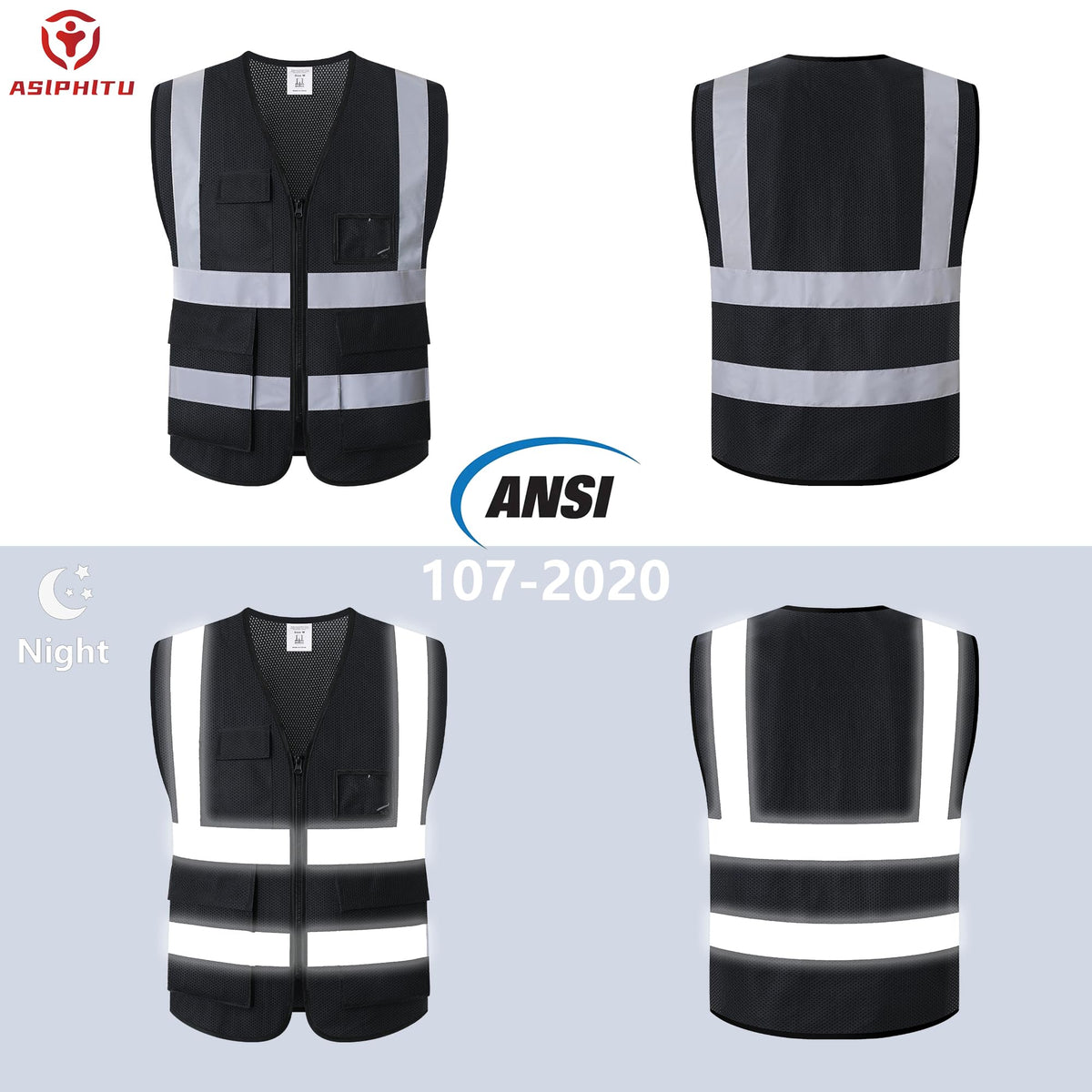 Reflective Safety Vest for Men Women Construction Vest ANSI Standard AP1
