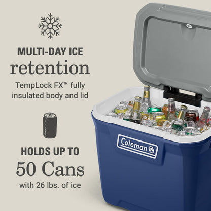 Coleman Classic Series Insulated Portable Rolling Cooler with Wheels, Leak-Resistant Outdoor Hard Cooler Keeps Ice up to 5 Days, 100-Quart