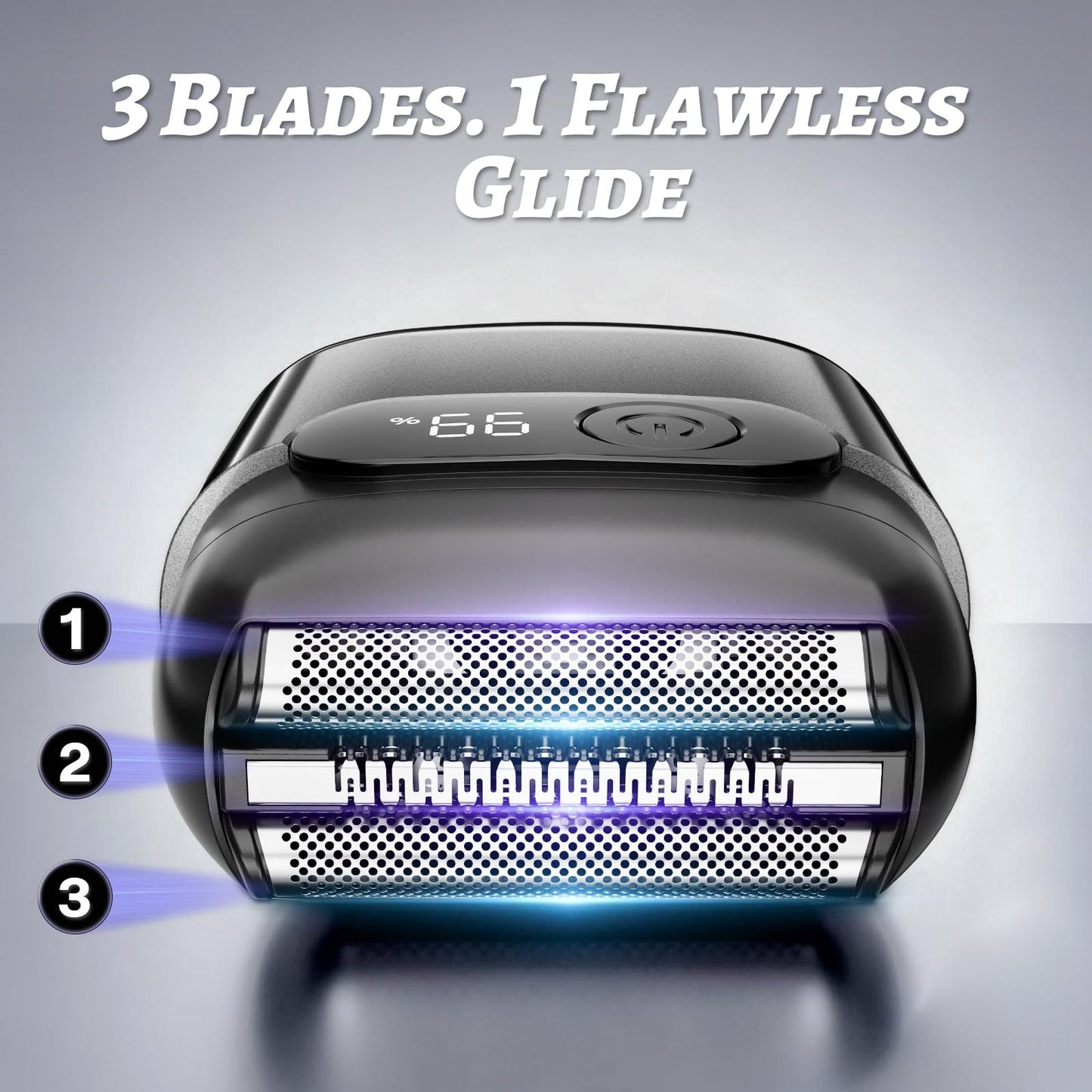 Electric Foil Shaver for Men, Compact 3D Floating Shaving Heads, Electric Razor for Men, IPX8 Waterproof, USB-C Fast Energy, 90-Min Runtime, LED Display, Wet/Dry, Travel Lock Father's Day Gunmetal