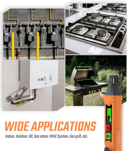 PT199 Natural Gas Leak Detector with Audible/Visual Alarm, Methane & Propane, Orange