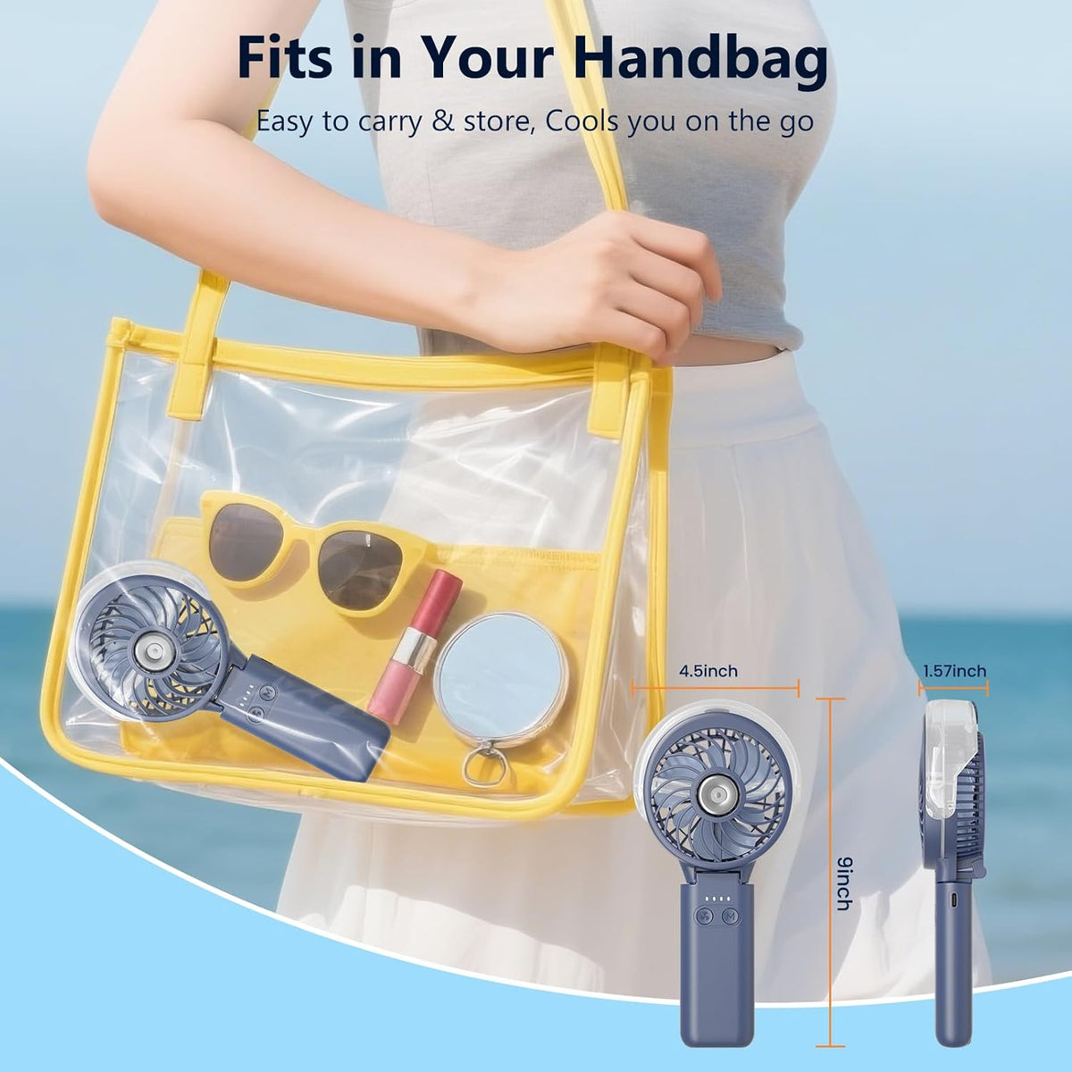 HandFan 5200mAh Rechargeable Handheld Misting Fan, Portable Mister, Royal Blue