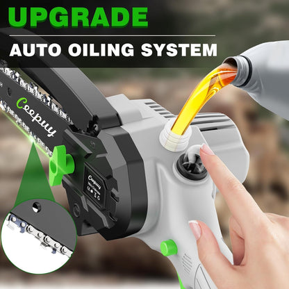 CEEPUY Mini Chainsaw Cordless,6 Inch Portable Electric Chainsaw with Automatic Oiler/Security Lock/Battery Powered Small Handheld Saw for Trees Branches Trimming,Wood Cutting, Gifts for Men Women