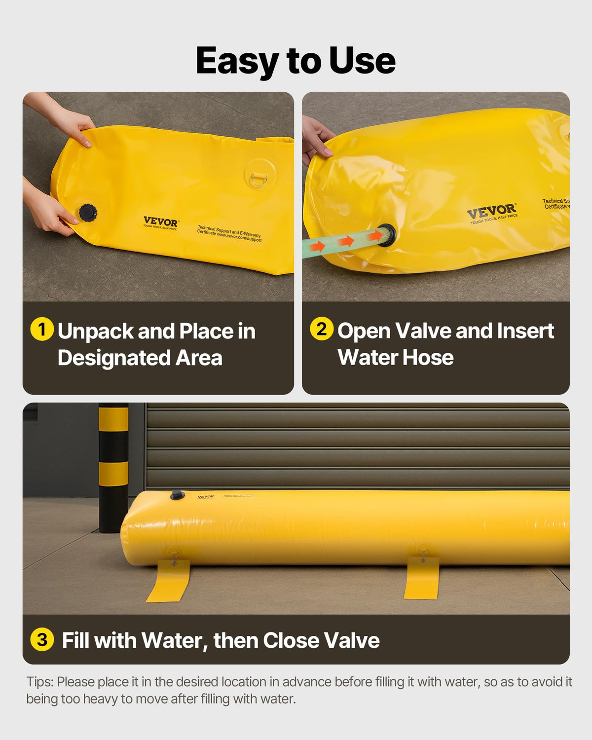 Flood Barriers, 4-Pack Sandbag Alternative, 4 ft × 6 in. Water Barriers