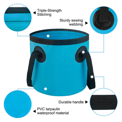 5 Gallon Collapsible Bucket with Handle, Car Wash Bucket Foldable Water Storage Container for Camping Fishing Beach Gardening, Portable Laundry Wash Basin for RV Cleaning Supplies Swamp Emergency Prep