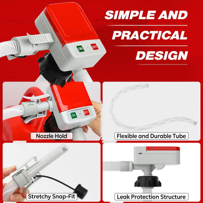 Keimi 5 GPM Cordless Fuel Transfer Pump with Auto-Stop & Hand Trigger Nozzle, Compatible with DeWalt 20V & Milwaukee 18V Batteries, Gas Can Pump for Gasoline/Diesel, 51" Hose & 4 Adapters