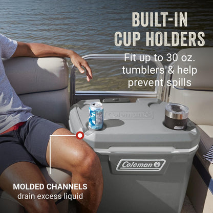 Coleman Classic Series Insulated Portable Rolling Cooler with Wheels, Leak-Resistant Outdoor Hard Cooler Keeps Ice up to 5 Days, 100-Quart