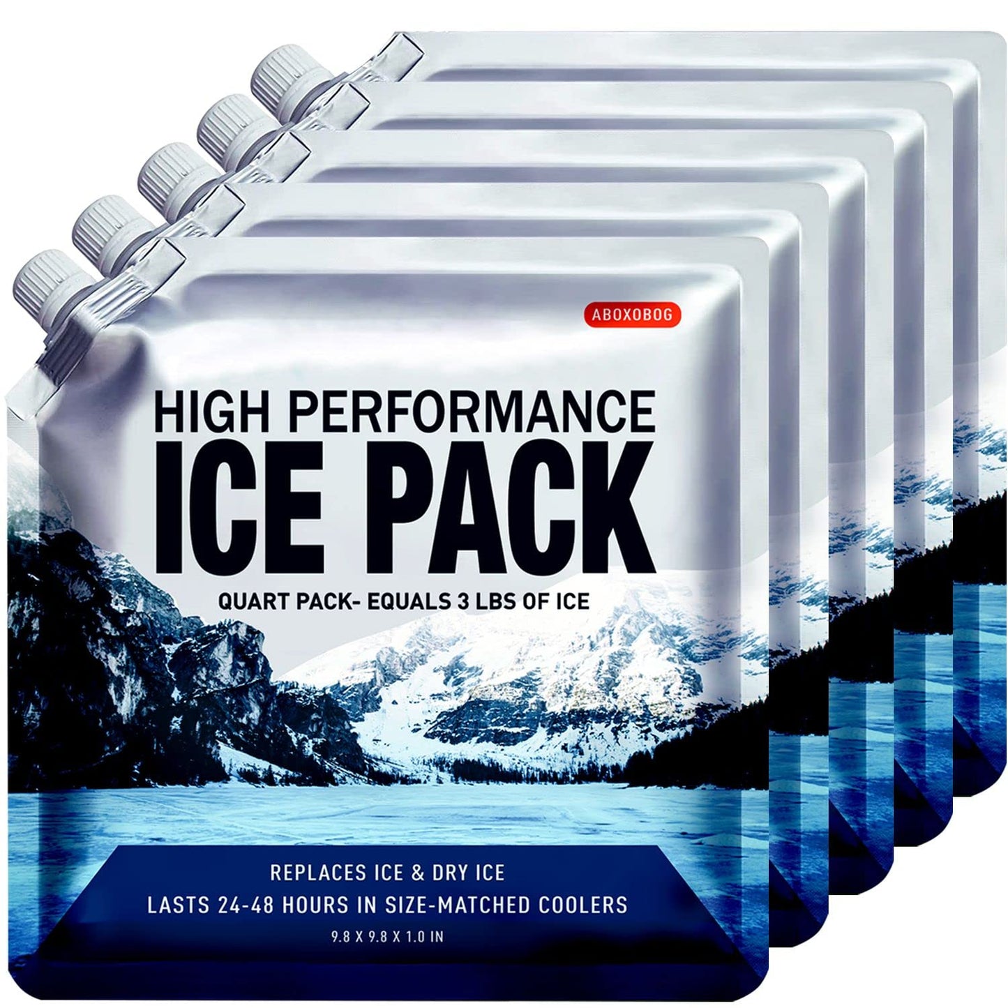 Reusable Ice Packs for Coolers Long Lasting Gel Freezer Packs for Lunch Bags Cooler Backpack Lunch Box for Camping & Picnics (9.8"x9.8"x4P)