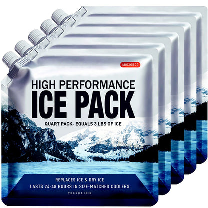 Reusable Ice Packs for Coolers Long Lasting Gel Freezer Packs for Lunch Bags Cooler Backpack Lunch Box for Camping & Picnics (9.8"x9.8"x4P)