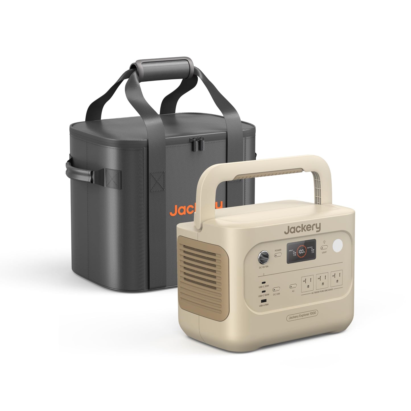 Jackery Explorer 1000 v2 Portable Power Station,1070Wh LiFePO4 Battery,1500W AC/100W USB-C Output, 1 Hr Fast Charge, Solar Generator for Camping,Emergency, RV, Off-Grid Living(Dune White)