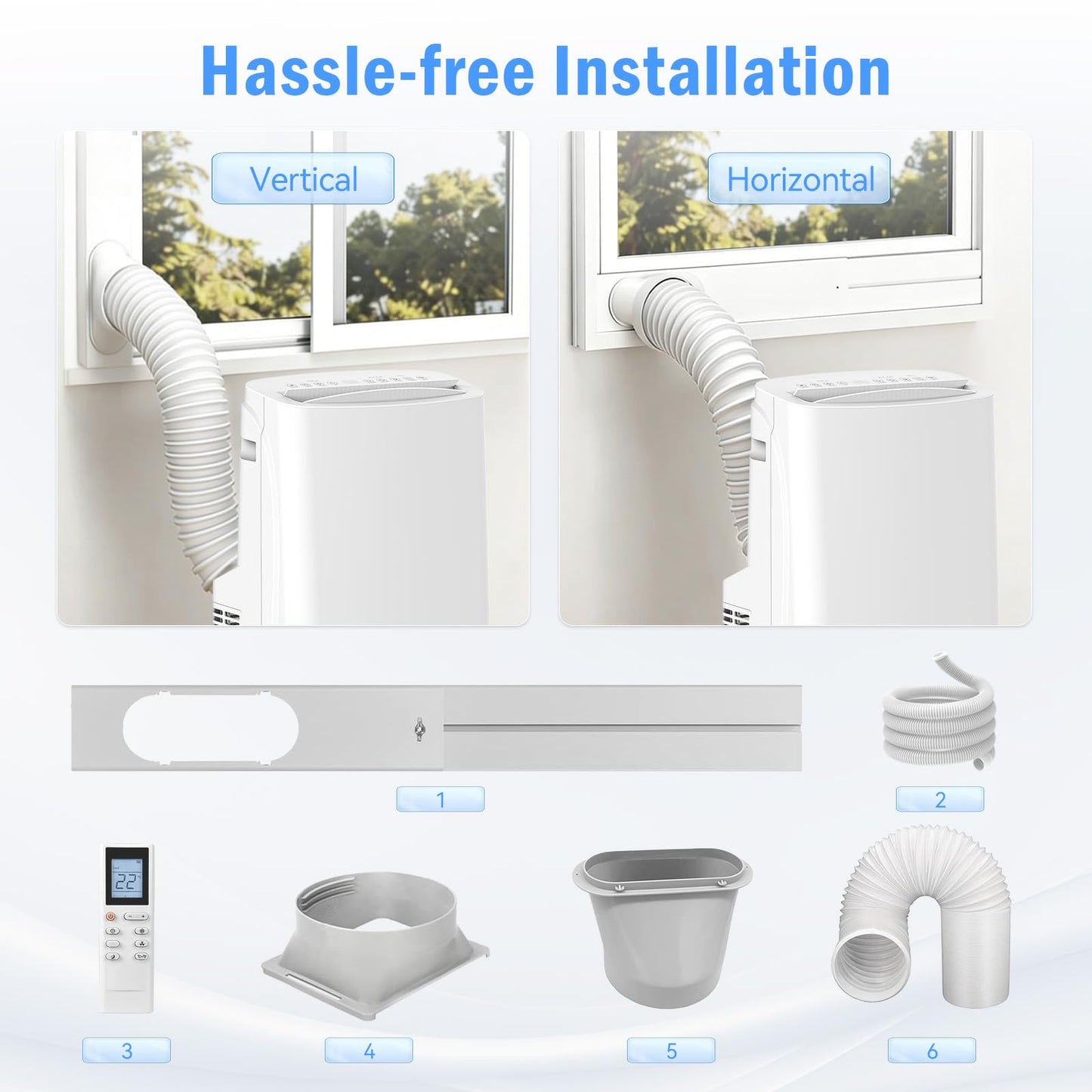 Portable Air Conditioner, 3-in-1 8500 BTU AC Unit with Fan & Dehumidifier – Quiet Cooling for Bedroom, Home Office up to 450 sq.ft, Includes Complete Window Mount Kit