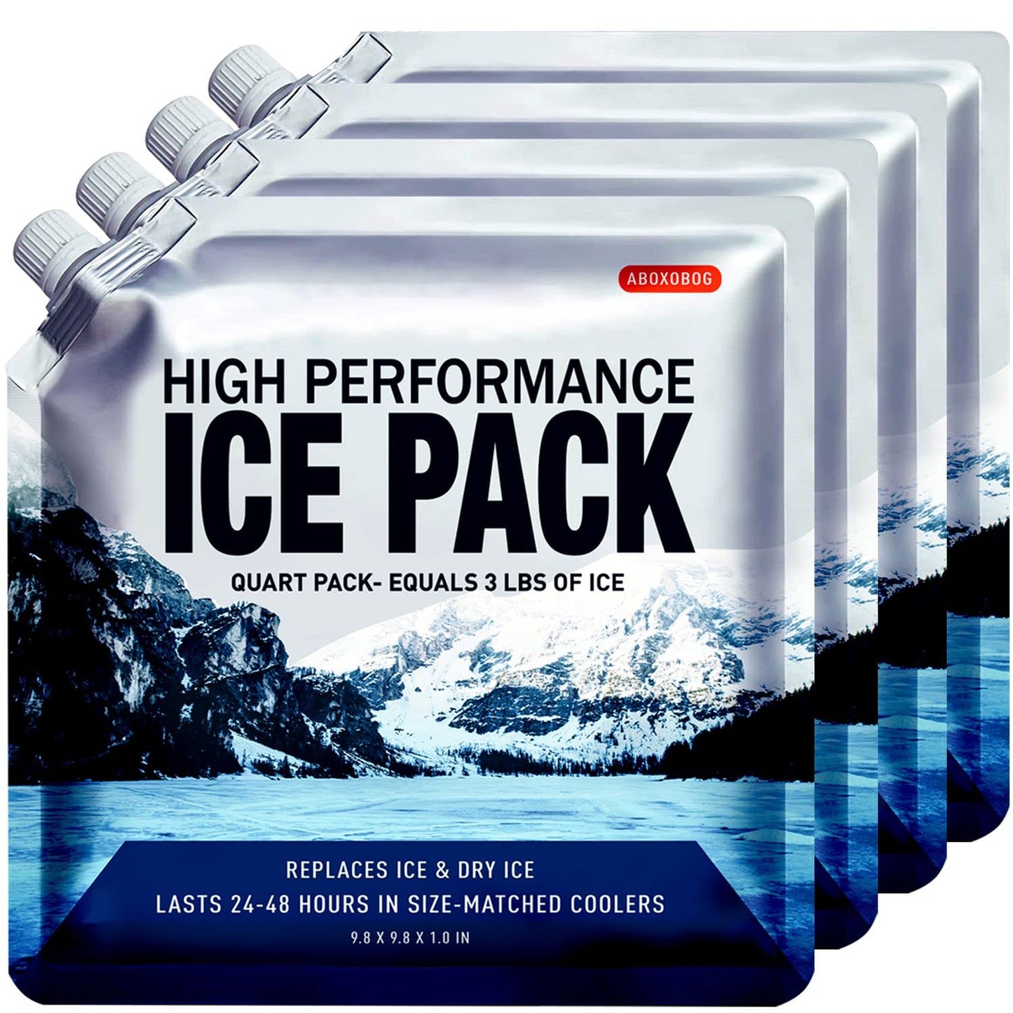 Reusable Ice Packs for Coolers Long Lasting Gel Freezer Packs for Lunch Bags Cooler Backpack Lunch Box for Camping & Picnics (9.8"x9.8"x4P)