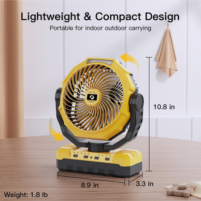 FRIZCOL 3-in-1 Camping Fan - Portable Fans Rechargeable - 24000mAh Battery Powered Fan with Light & Remote for Indoor, Outdoor, Tent, Travel, Fishing, Jobsite, Gifts for Men Dad Him - Orange