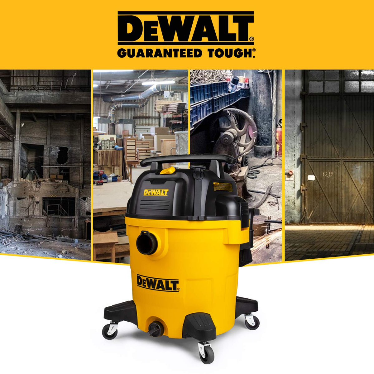 DEWALT DXV05P 5-Gallon Wet/Dry Vac, 4 Peak HP, 1-7/8-Inch Hose, Yellow