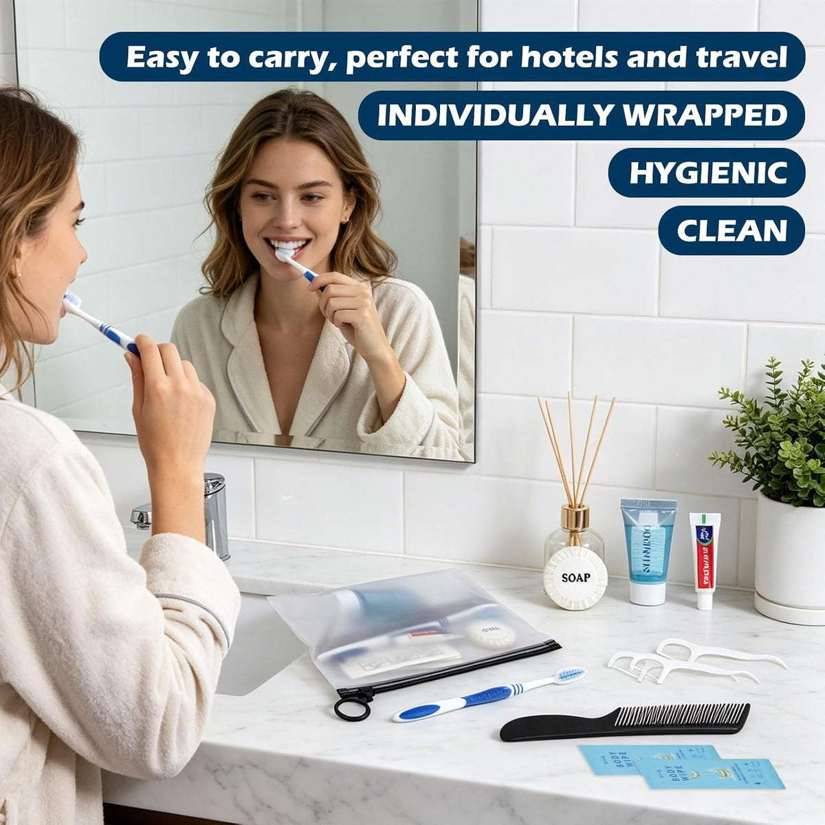 Individually Packed Travel Hygiene Kits, 5, 60 or 100 Count