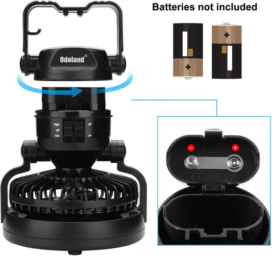 Odoland Portable LED Camping Lantern with Ceiling Fan - Hurricane Emergency