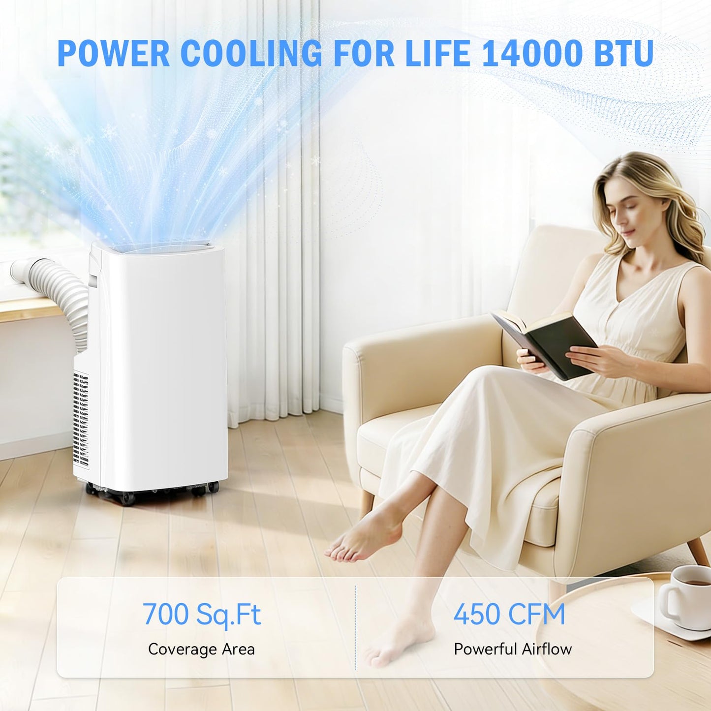 Portable Air Conditioner, 3-in-1 8500 BTU AC Unit with Fan & Dehumidifier – Quiet Cooling for Bedroom, Home Office up to 450 sq.ft, Includes Complete Window Mount Kit