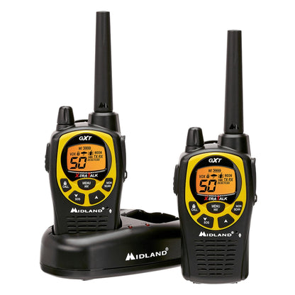 Midland GXT1000X3VP4 GMRS Two-Way Radio (50-Channel, Long Range, 142 Privacy Codes, SOS, NOAA, Rechargeable Nickle Battery, Black/Silver, 3-Pack)