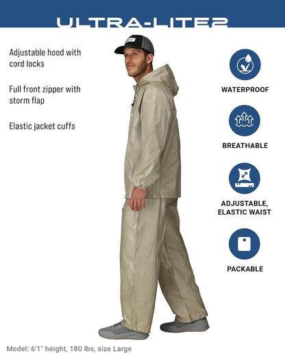 FROGG TOGGS Men’s Ultra-Lite2 Rain Suit, Waterproof Raincoat and Pant Set