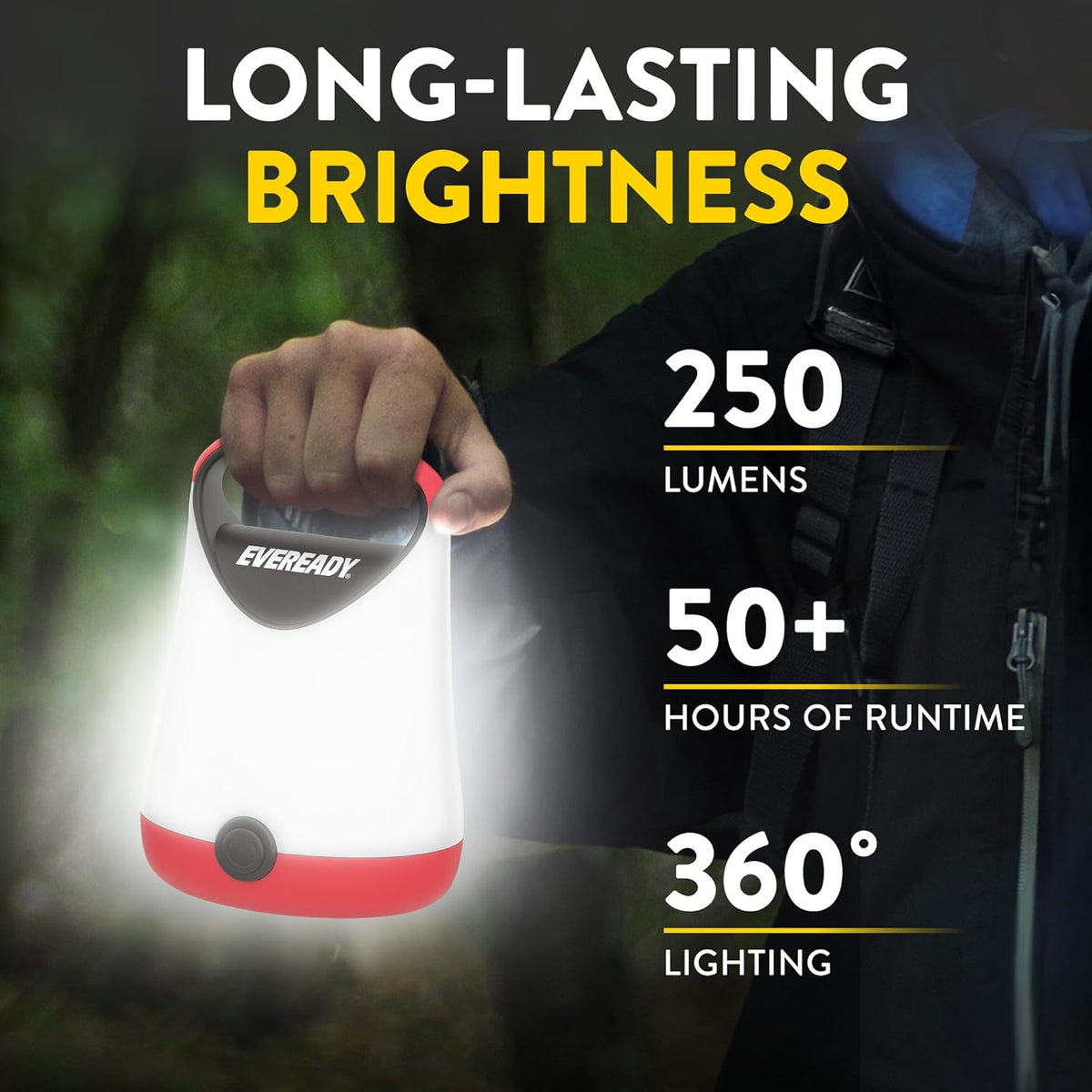 Eveready LED Camping Lantern X-250, 2-Pack, Water-Resistant, 100-Hour Runtime