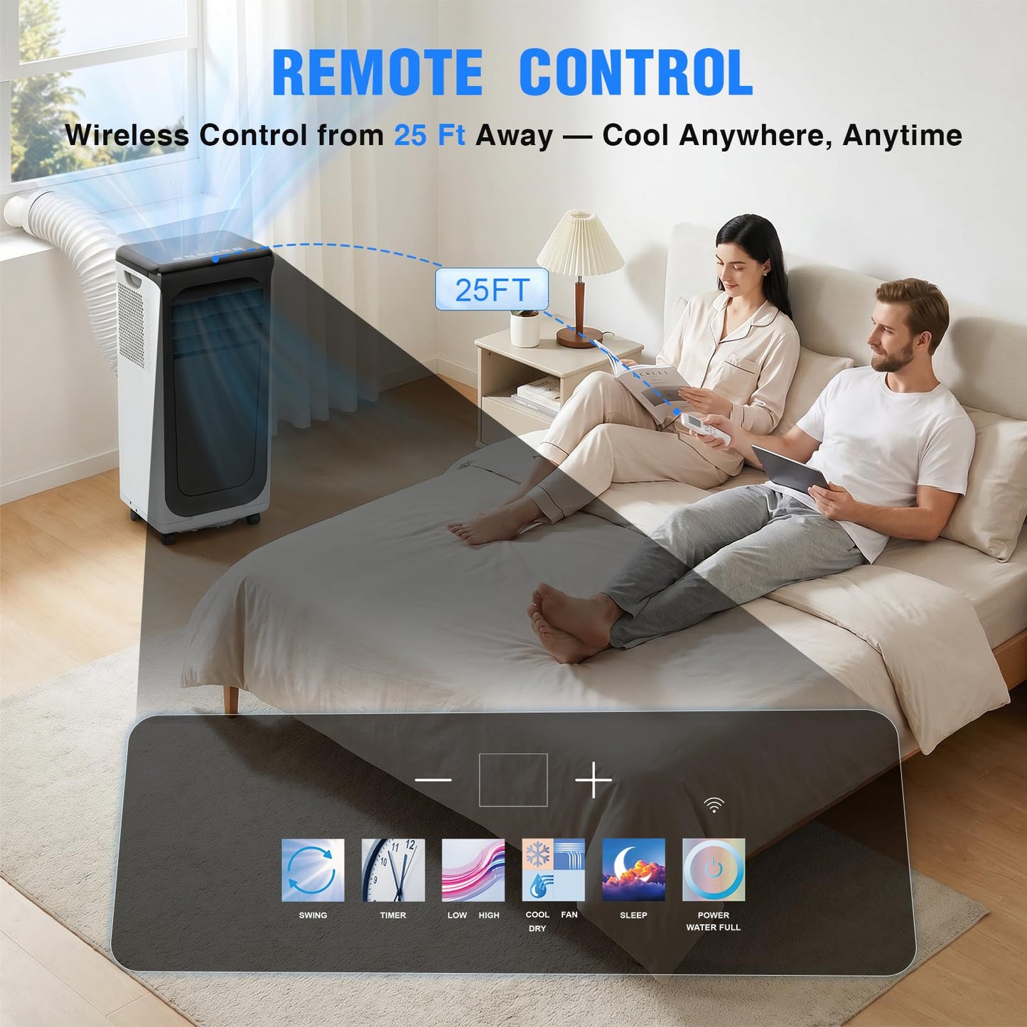 Portable Air Conditioner, 3-in-1 8500 BTU AC Unit with Fan & Dehumidifier – Quiet Cooling for Bedroom, Home Office up to 450 sq.ft, Includes Complete Window Mount Kit