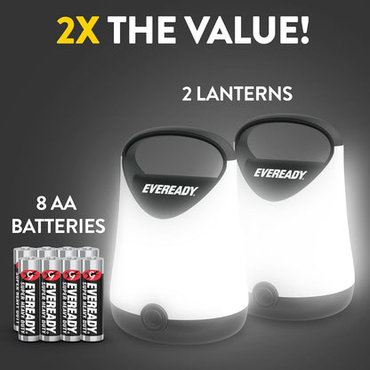 Eveready LED Camping Lantern X-250, 2-Pack, Water-Resistant, 100-Hour Runtime