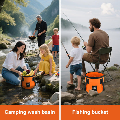 5 Gallon Collapsible Bucket with Handle, Car Wash Bucket Foldable Water Storage Container for Camping Fishing Beach Gardening, Portable Laundry Wash Basin for RV Cleaning Supplies Swamp Emergency Prep