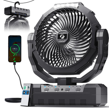 FRIZCOL 3-in-1 Camping Fan - Portable Fans Rechargeable - 24000mAh Battery Powered Fan with Light & Remote for Indoor, Outdoor, Tent, Travel, Fishing, Jobsite, Gifts for Men Dad Him - Orange