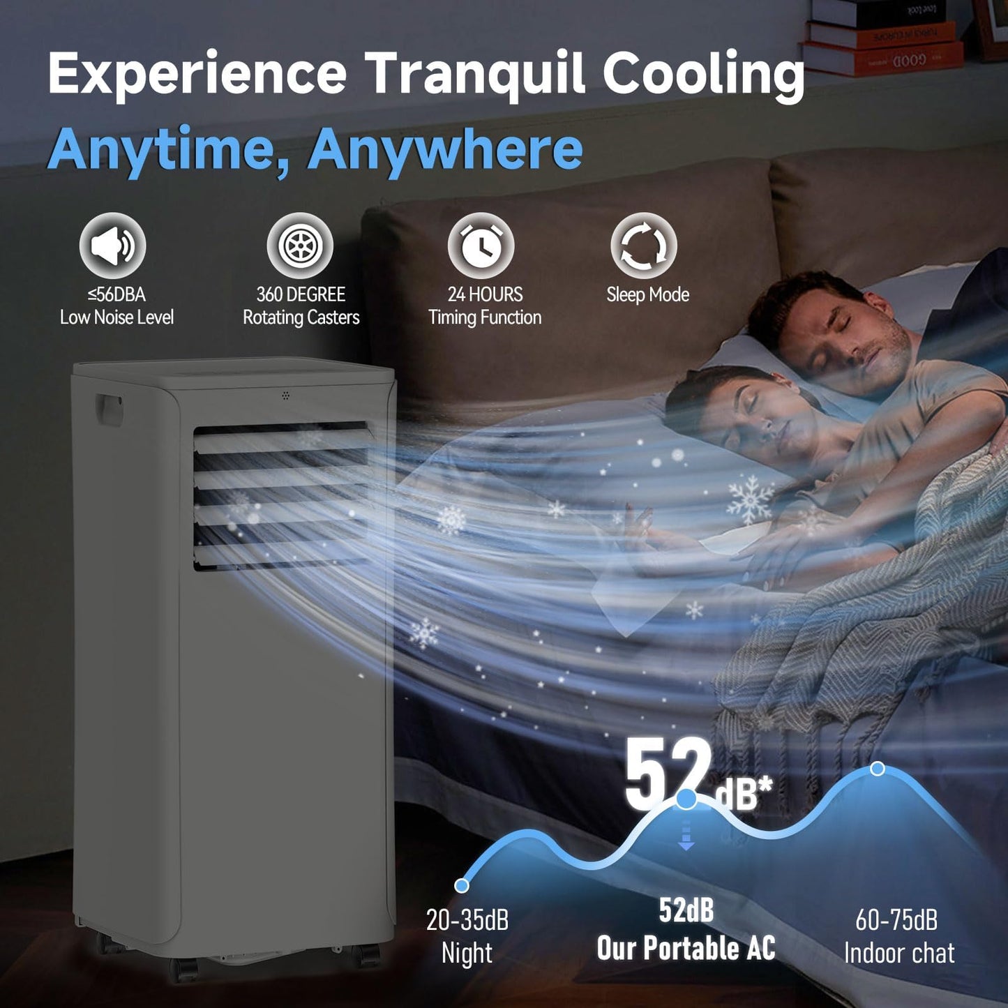 Portable Air Conditioner, 3-in-1 8500 BTU AC Unit with Fan & Dehumidifier – Quiet Cooling for Bedroom, Home Office up to 450 sq.ft, Includes Complete Window Mount Kit