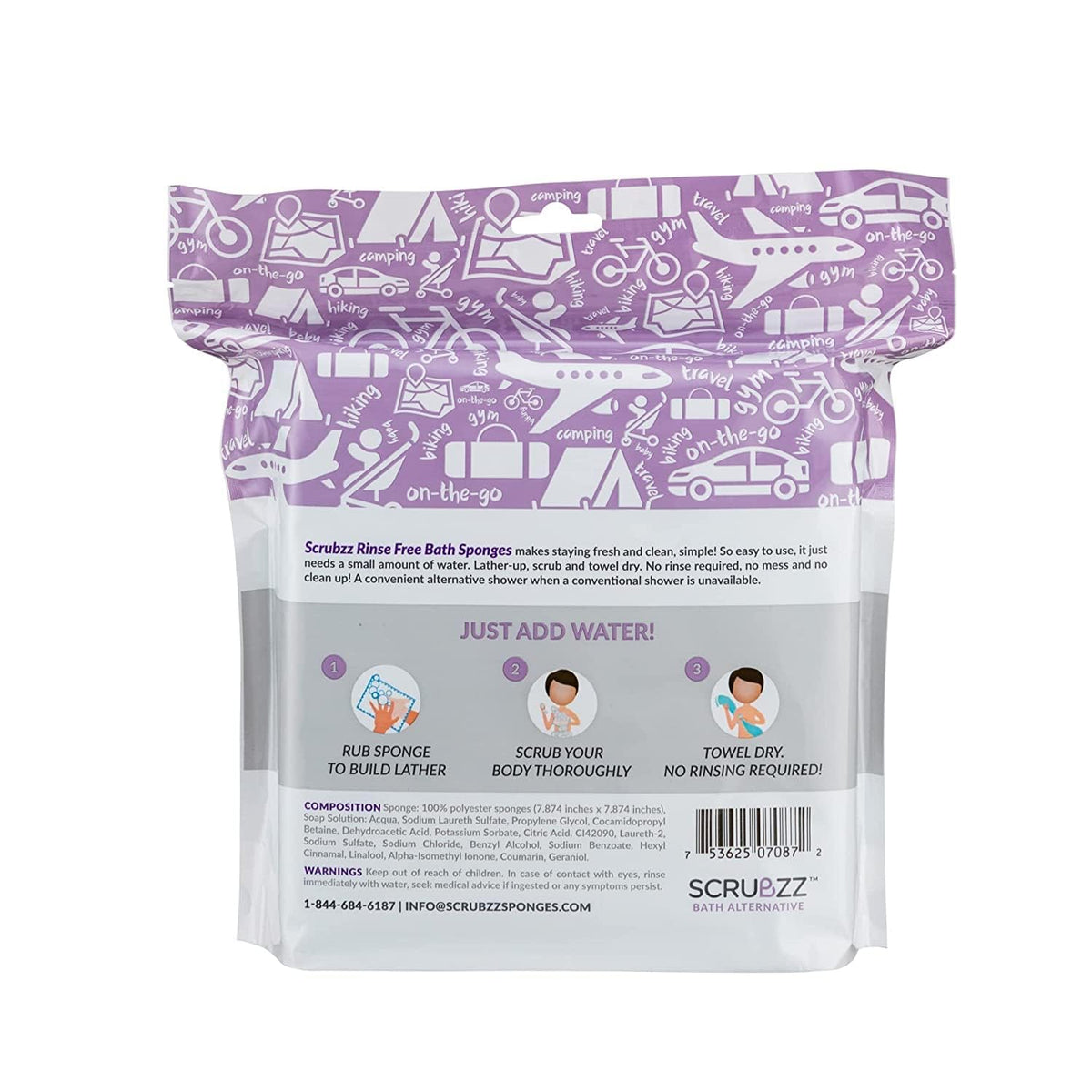 Scrubzz No-Rinse Bathing Wipes, 25 per Pack