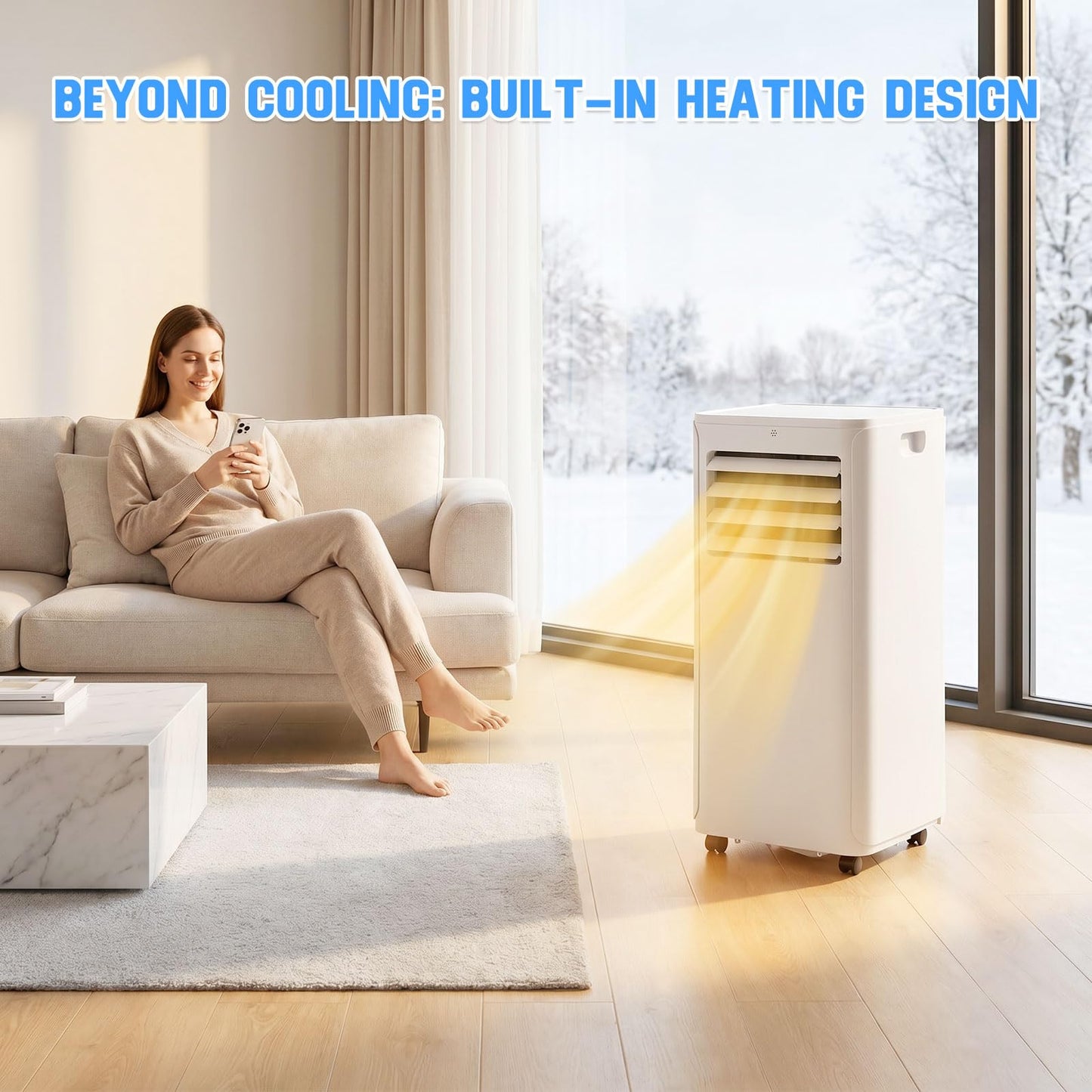 Portable Air Conditioner, 3-in-1 8500 BTU AC Unit with Fan & Dehumidifier – Quiet Cooling for Bedroom, Home Office up to 450 sq.ft, Includes Complete Window Mount Kit