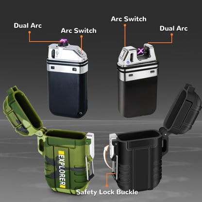 Laffizz Waterproof Outdoor Lighter, Dual Arc or Butane Torch